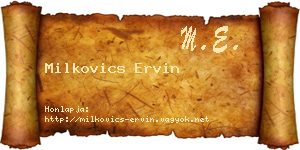Milkovics Ervin névjegykártya