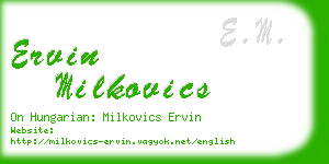 ervin milkovics business card